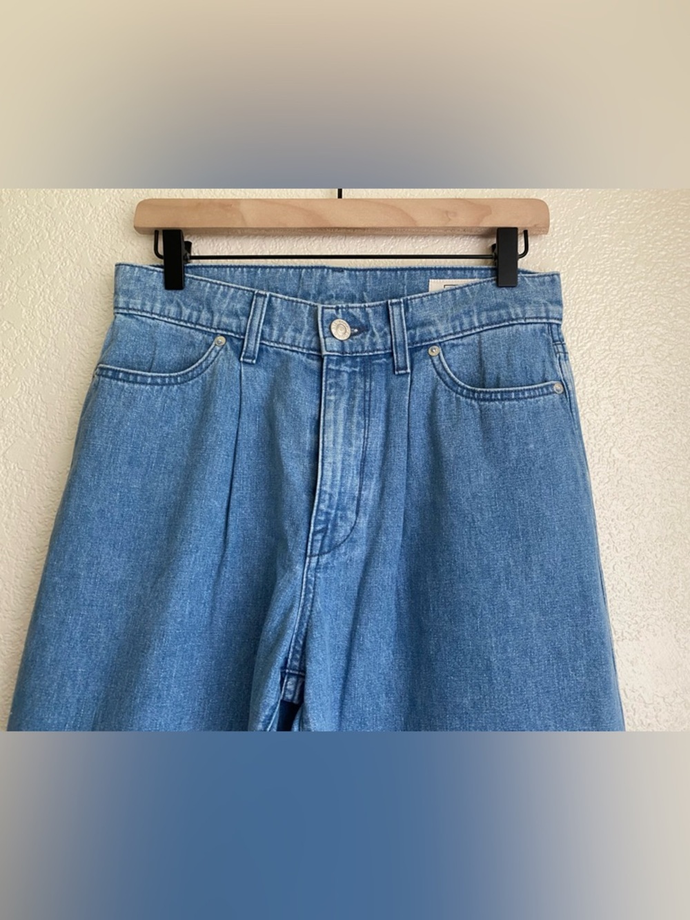 AYR The Hooky Jeans Wide Leg Baggy High Rise Pleated Cotton Hemp Blue - Picture 4 of 8